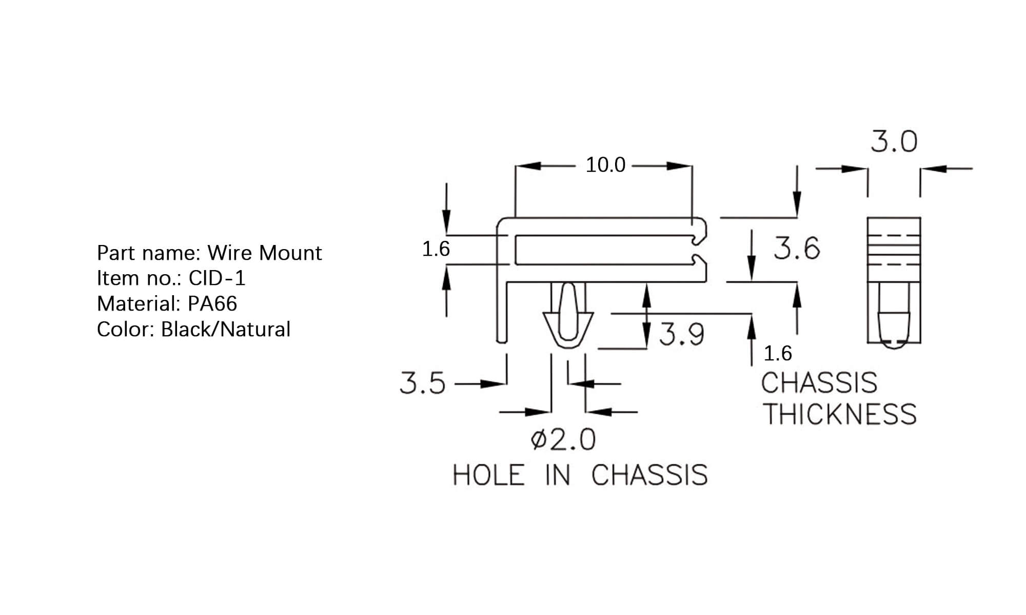 Plastic Wire Mount CID-1